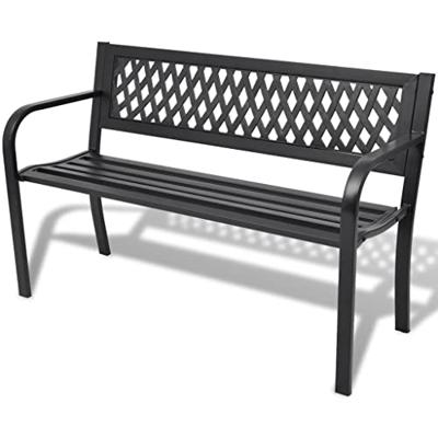 VidaXL Tuinbank 118 cm staal zwart VidaXL Tuinbank 118 cm staal zwart