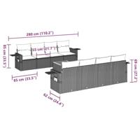 9-delige Loungeset met kussens poly rattan grijs - thumbnail