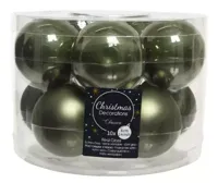 Decoris kerstballen glas 10st mos groen 6cm - thumbnail