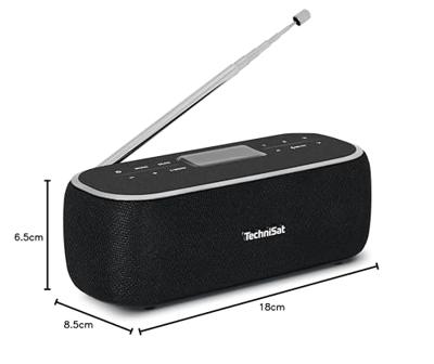 TechniSat DIGITRADIO BT 1 Radio DAB+, VHF (FM) AUX, Bluetooth Handsfreefunctie, Incl. microfoon, Wekfunctie, Oplaadbaar Zwart - thumbnail