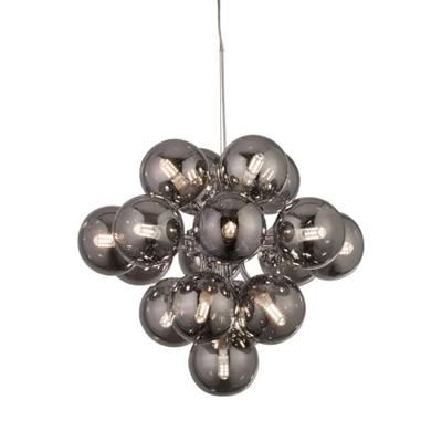 Searchlight Hanglamp GlasBerry Globe 17-lichts zwart met smoke glas - 52131-17SM