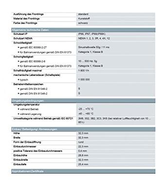 Siemens 3SU10022BF600AA0 3SU1002-2BF60-0AA0 Knevelschakelaar Kunststof frontring Zwart, Wit 1 x 90 ° 1 stuk(s) Siemens 3SU10022BF600AA0 3SU1002-2BF60-0AA0 Knevelschakelaar Kunststof frontring Zwart, Wit 1 x 90 ° 1 stuk(s)