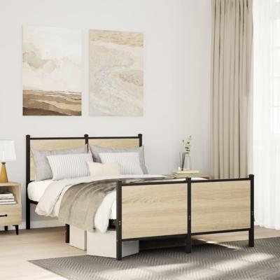 Bedframe zonder matras metaal sonoma eikenkleurig 120x190 cm