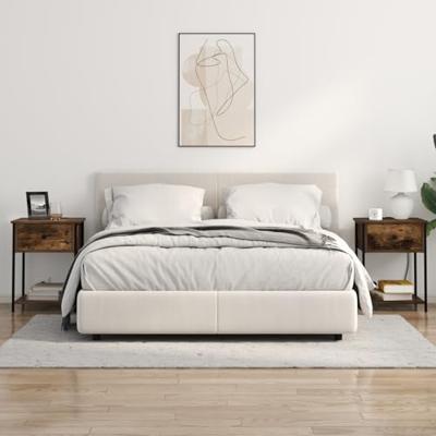 Bedside kasten 2 pcs Gerookt eiken 42 x 41 x 56 cm Bewerkt hout