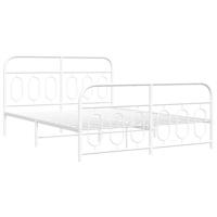 Bedframe met hoofd- en voeteneinde metaal wit 140x200 cm - thumbnail