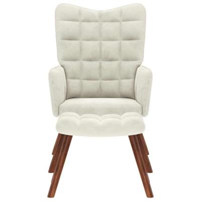 Relaxstoel met voetenbank fluweel crmekleurig