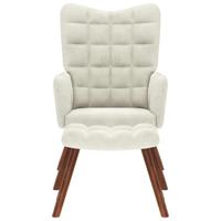 Relaxstoel met voetenbank fluweel crmekleurig - thumbnail