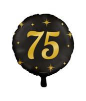 Classy Folieballon 75 Jaar Zwart/Goud (46cm) - thumbnail