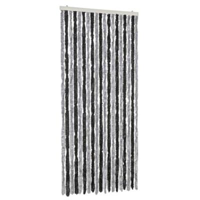 VidaXL Vliegengordijn 56x185 cm chenille grijs en zwart VidaXL Vliegengordijn 56x185 cm chenille grijs en zwart