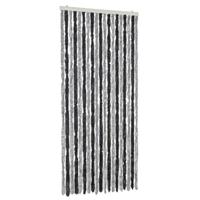 VidaXL Vliegengordijn 56x185 cm chenille grijs en zwart - thumbnail