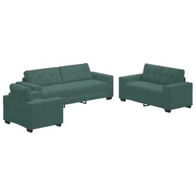 Bankstel 3 pcs Donkergroen 221 x 80 x 80 cm Fluweel