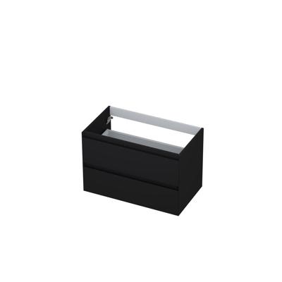 INK - Onderkast 2 Laden Greeploos Gelakt - 800x450x520 Mm - Mat Zwart