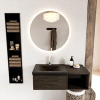 MONDIAZ BUKLA 100cm badmeubel met open module 40 kleur Dark Brown met 1 lade. Wastafel CLOUD links 1 kraangat kleur Urban. - thumbnail