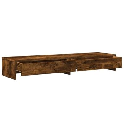 Monitorstandaard met lades 100x27x15 cm hout gerookt eikenkleur Monitorstandaard met lades 100x27x15 cm hout gerookt eikenkleur