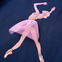 Kindershirt met lange mouwen ballerinaprint 92 marineblauw - thumbnail