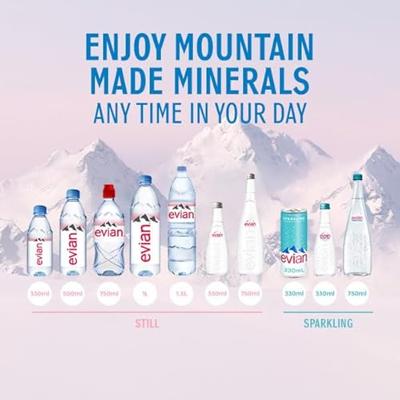 Evian mineraalwater glazen fles (12x 75 cl)