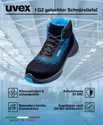uvex 1 G2 6831843 Hoge veiligheidsschoenen S1 Schoenmaat (EU): 43 Blauw, Zwart 1 paar uvex 1 G2 6831843 Hoge veiligheidsschoenen S1 Schoenmaat (EU): 43 Blauw, Zwart 1 paar