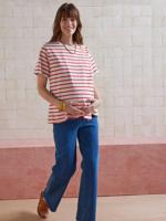 Gestreept T-shirt voor zwangerschap en borstvoeding in biologisch katoen* rood, gestreept - thumbnail