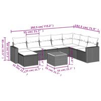 9-delige Loungeset met kussens poly rattan beige - thumbnail