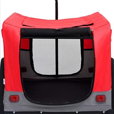 Fietstrailer en hondenwagen 2-in-1 rood en grijs - thumbnail