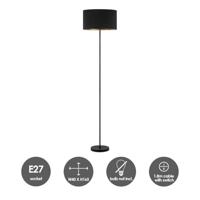 Scandinavische stijl Vloerlamp - Corduroy Lampenkap - Cilinder - Black - ø40 x 165 cm - E27 Fitting - Geschikt voor Woonkamers en slaapkamers - met Voetschakelaar - thumbnail