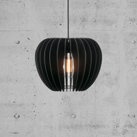 Hanglamp zwart &apos;Tribeca 38&apos; design lamp hout rond 38 cm - thumbnail