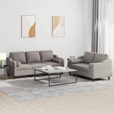 2-delige Loungeset met kussens stof taupe