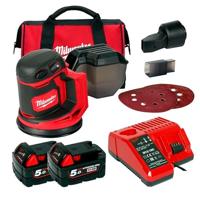 Milwaukee M18 BOS125-502B Accu Excentrische schuurmachine 125mm 18V 5.0Ah in tas - 4933464229 - thumbnail