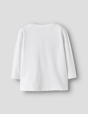 T-shirt met lange mouwen NMMLINCOM NAME IT, boxy pasvorm wit T-shirt met lange mouwen NMMLINCOM NAME IT, boxy pasvorm wit