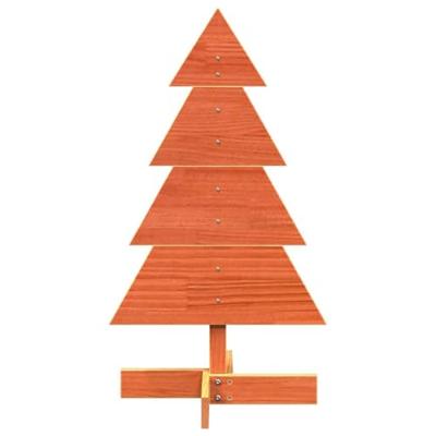 Kerstdecoratie kerstboom 80 cm massief grenenhout wasbruin - thumbnail