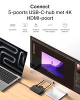 Belkin USB Hub, 5-Poorts USB C Hub, 4K HDMI @ 60Hz, 100W Power Delivery, 10Gbps Gegevensoverdracht, Meerpoorts USB C Adaptor - Compatibel met o.a. MacBook, iPad Pro, Chromebook - thumbnail