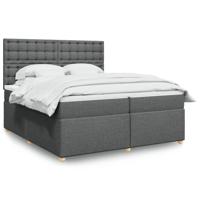 Boxspring met matras stof donkergrijs 200x200 cm - thumbnail