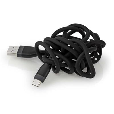 Nedis USB-Kabel | USB 2.0 | USB-A Male | USB-C Male | 15 W | 480 Mbps | Vernikkeld | 1.50 m | Rond | Silicone | Zwart | Doos - CCGB60800BK15