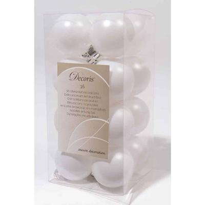 16 Kerstballen plastic mat 40mm winterwit KSD - Ksd