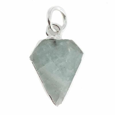 Edelsteen Hanger Aquamarijn Diamantvorm - Verzilverd - 15 x 12 mm