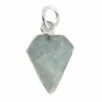 Edelsteen Hanger Aquamarijn Diamantvorm - Verzilverd - 15 x 12 mm - thumbnail