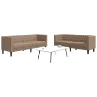 2-delige Loungeset Chesterfield-stijl kunstleer cappuccinokleur - thumbnail