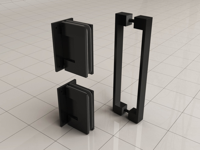 Wiesbaden Scharnierset + Hendel tbv Nisdeur Zonder Profiel Mat Zwart - thumbnail