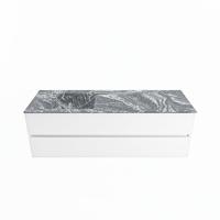 MONDIAZ VICA-DLUX 150cm badmeubel onderkast Talc 2 lades. Inbouw wastafel CLOUD links zonder kraangat, kleur Lava. - thumbnail