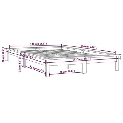 Bedframe massief grenenhout zwart 140x190 cm Bedframe massief grenenhout zwart 140x190 cm