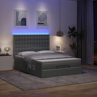 Ottoman bed met matras en LED's 140x200cm stof donkergrijs - thumbnail