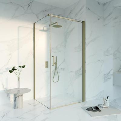 Fortifura Galeria Douchecabine - 100x160x200 - Profiel veiligheidsglas - anti kalk - Geborsteld Messing PVD (Goud) SW1122493/SW797918/SW797910