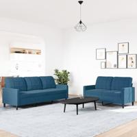 2-delige Loungeset met kussens fluweel blauw - thumbnail