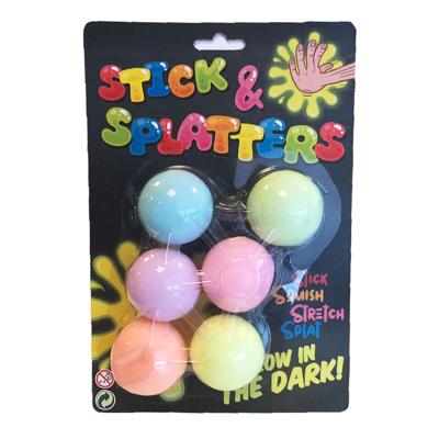 Johntoy Sticky stretch ballen glow in the dark, 6st