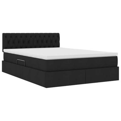 Opbergbed met matras met matras Zwart 140 x 190 cm Bewerkt hout