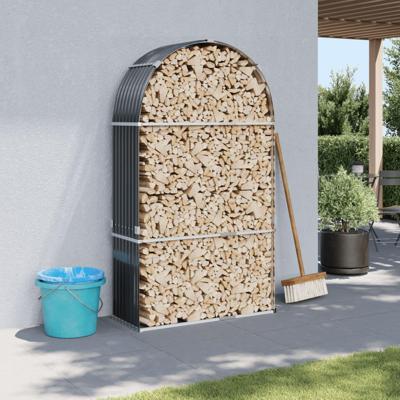 VidaXL Haardhoutopslag 120x45x210 cm gegalvaniseerd staal antraciet