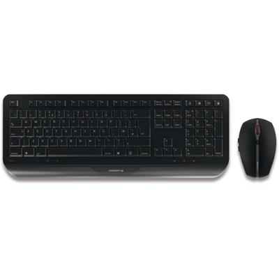 CHERRY Desktop GENTIX [EU/US] WL black US-Englisch mit EURO Symbol toetsenbord RF Draadloos Zwart