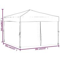 Partytent inklapbaar met zijwanden 3x3 m taupe - thumbnail