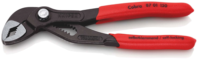 Knipex Cobra® Hightech-Waterpomptang | 150 mm Lengte | Anti-Slip | Kunststof Bekleed | Grijs Geatramenteerd - 87 01 150 SB Knipex Cobra® Hightech-Waterpomptang | 150 mm Lengte | Anti-Slip | Kunststof Bekleed | Grijs Geatramenteerd - 87 01 150 SB