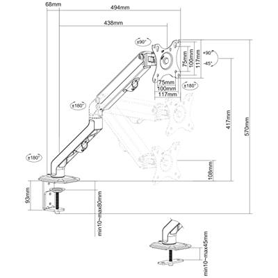 Neomounts FPMA-D650BLACK flatscreen bureausteun - thumbnail